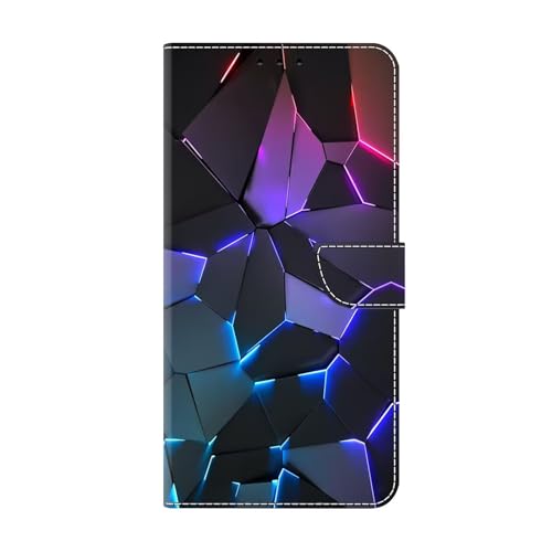 Bnvdfre Handyhülle für Samsung Galaxy S24 Ultra Hülle PU Leder Klapphülle Magnet Stoßfeste Kartenfach Klappbar Schutzhülle Silikon Case Cover mit Muster Motiv Flip Handytasche - Blau Crackle von Bnvdfre