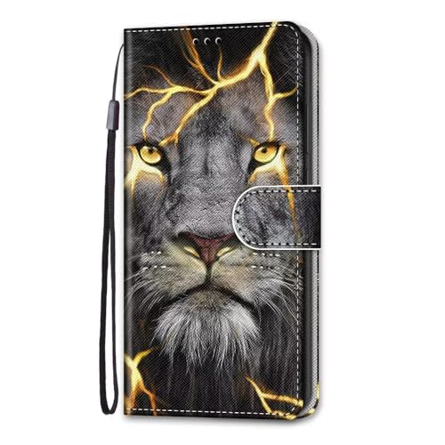 Bnvdfre Handyhülle für Samsung Galaxy Xcover7 Hülle PU Leder Wallet mit [Kartenfach] [Geld Slot Ständer] [Magnetic Closure], Flip Case Leder Schutzhülle Tasche Samsung Xcover7 (Löwe) von Bnvdfre
