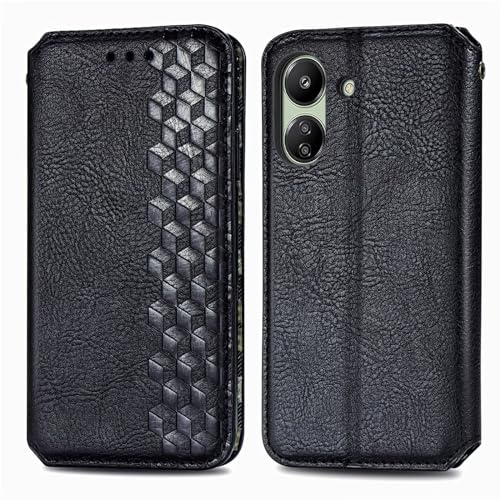 Bnvdfre Handyhülle für Xiaomi Redmi 13C 4G / Xiaomi Poco C65 Hülle Leder TPU Klapphülle mit Kartenfächer Standfunktion Flip Case Cover Fallschutz Handytasche - Schwarz von Bnvdfre