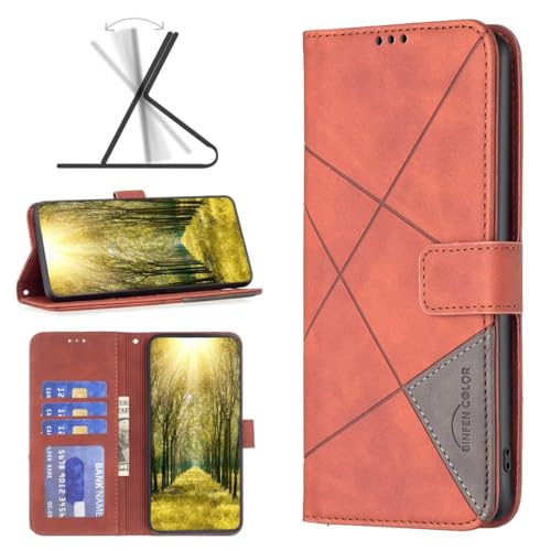 Bnvdfre Handyhülle für Xiaomi Redmi Note 13 4G Hülle [Premium PU Leder] [Kartenfach] [Magnetverschluss] RFID Schutzhülle Klapphülle Handytasche Lederhülle Tasche Etui Kompatibel - Braun von Bnvdfre