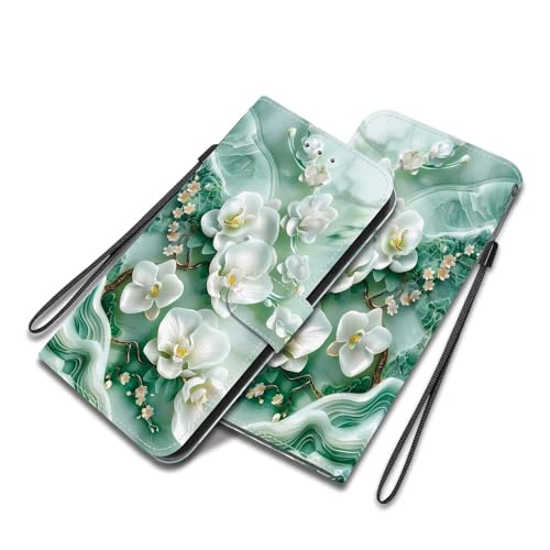 Bnvdfre Handyhülle für iPhone 16 Hülle, Ledertasche mit Motiv, Klapphülle mit Kartenfächern, Ständer und Magnetverschluss - Jadeblume Bnvdfre Handyhülle für iPhone 16 Hülle, Ledertasche mit Motiv, Klapphülle mit Kartenfächern, Ständer und Magnetverschluss - Jadeblume von Bnvdfre