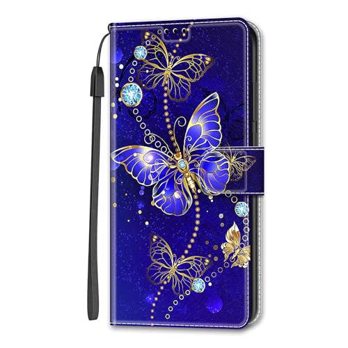 Bnvdfre Handyhülle für iPhone SE 2022/2020 (3./2. Generation), iPhone 8/7 Hülle Leder Etui Flip Handytasche Schutzhülle Kartenfach Klappbar Magnetisch Wallet Hüllen Case -Lila Schmetterling von Bnvdfre