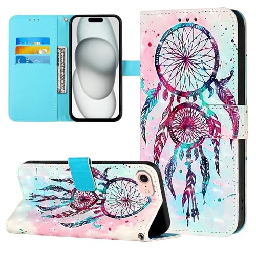 Bnvdfre Handyhülle für iPhone XR Hülle Leder Muster Klappbar [Kartenschlitzen] [Magnetverschluss] [Standfunktion] Schutzhülle Motiv TPU Stoßfest Cover Case - Windspiel von Bnvdfre