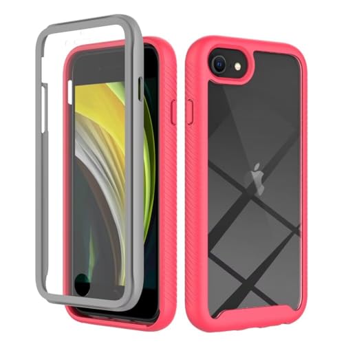Bnvdfre Hülle für iPhone SE 2022/2020 (3./2. Generation), iPhone 8/7 Handyhülle mit eingebautem Displayschutz Stoßfest Schutzhülle 360 Grad vollschutz Rugged Schutzhülle TPU Case Handyhülle - Rot von Bnvdfre