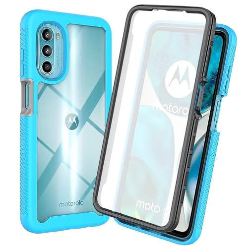 Bnvdfre Motorola Moto E32s / Moto E32 Hülle mit eingebautem Displayschutz Stoßfest Schutzhülle 360 Grad vollschutz Rugged Schutzhülle TPU Case Handyhülle für Motorola E32s / E32 - Himmelblau von Bnvdfre