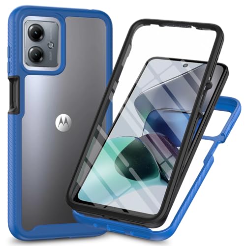 Bnvdfre für Motorola Moto G14 Hülle mit eingebautem Displayschutz Stoßfest Schutzhülle 360 Grad vollschutz Rugged Schutzhülle TPU Case Handyhülle für Motorola G14 - Blau von Bnvdfre