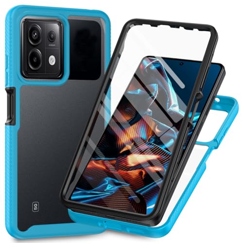 Bnvdfre für Xiaomi Redmi 13C / Poco C65 Hülle mit eingebautem Displayschutz Stoßfest Schutzhülle 360 Grad vollschutz Rugged Schutzhülle TPU Case Handyhülle für Xiaomi Redmi 13 C 4G/5G - Himmelblau von Bnvdfre