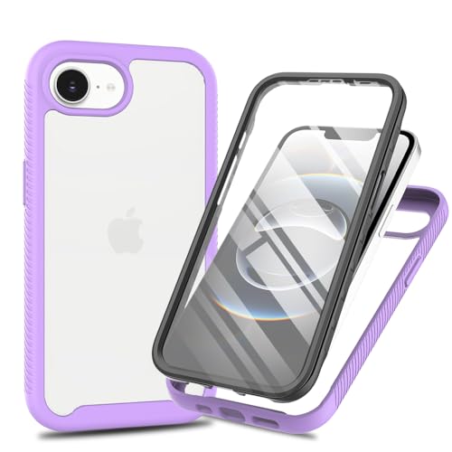 Bnvdfre für iPhone 16e Hülle mit eingebautem Displayschutz Stoßfest Schutzhülle 360 Grad vollschutz Rugged Schutzhülle TPU Case Handyhülle - Lila von Bnvdfre