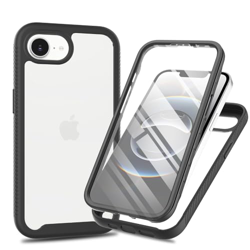 Bnvdfre für iPhone 16e Hülle mit eingebautem Displayschutz Stoßfest Schutzhülle 360 Grad vollschutz Rugged Schutzhülle TPU Case Handyhülle - Schwarz von Bnvdfre