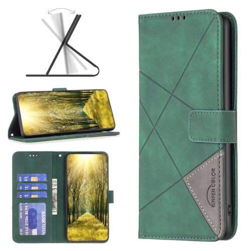 Handyhülle für Samsung A35 5G Hülle [Premium PU Leder] [Kartenfach] [Magnetverschluss] RFID Schutzhülle Klapphülle Handytasche Lederhülle Tasche Etui Kompatibel für Samsung Galaxy A35 5G - Grün von Bnvdfre