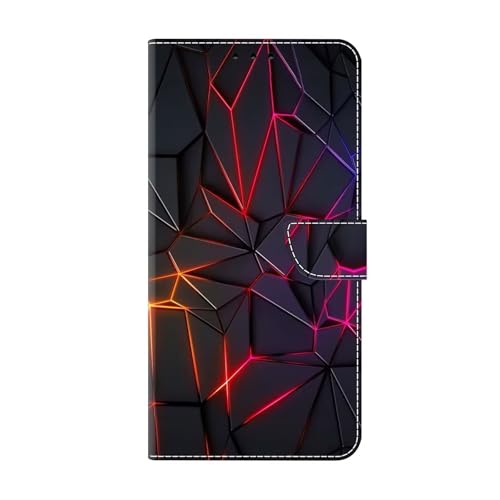 Handyhülle für Xiaomi Redmi Note 14 Pro 5G / Note 14 Pro+ 5G Hülle PU Leder Klapphülle Magnet Stoßfeste Kartenfach Klappbar Schutzhülle Case Cover mit Muster Motiv Flip Handytasche - Rotes Crackle von Bnvdfre