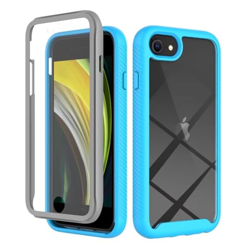 Hülle für iPhone SE 2022 / 2020 (3./2. Generation) , iPhone 8 / 7 Handyhülle mit eingebautem Displayschutz Stoßfest Schutzhülle 360 Grad vollschutz Rugged Schutzhülle TPU Case Handyhülle - Himmelblau von Bnvdfre