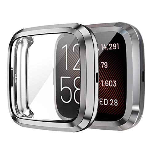 BoLuo 2 Pcs Screen Protector Hülle für Fitbit Versa 2,Schutzhülle Cover Silikon Ultradünne Kratzfest Transparent TPU Case Abdeckung Tasche für Fitbit Versa 2/Versa2 SE Watch Accessories (grau) von BoLuo