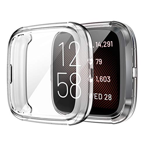 BoLuo 2 Pcs Screen Protector Hülle für Fitbit Versa 2,Schutzhülle Cover Silikon Ultradünne Kratzfest Transparent TPU Case Abdeckung Tasche für Fitbit Versa 2/Versa2 SE Watch Accessories (klar) von BoLuo