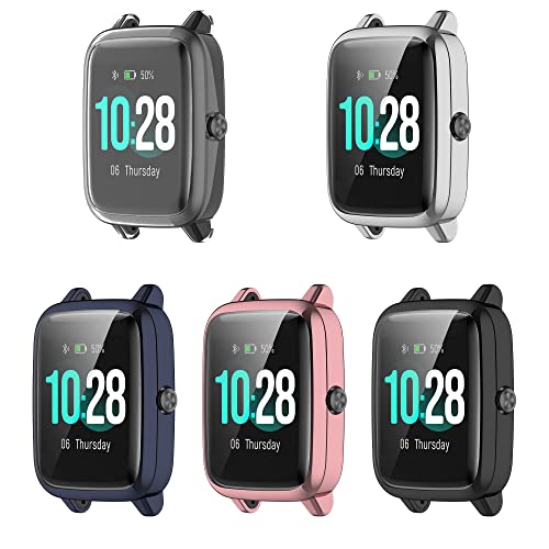 BoLuo 5 Stück Hülle Kompatibel mit ID205L / SW021, Schutzhülle Clear Silikon Ultradünne Kratzfest TPU Case Plating 1.3 Zoll Abdeckung Cover IP68 Tasche für ID205L/ SW021 Watch Cases (5 Farbe) von BoLuo