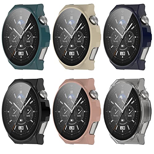 BoLuo 6 Stück Hülle Kompatibel mit Huawei Watch GT3 Pro 46MM Skins mit Gehärteter Film,Clear TPU Cover Silikon Kratzfest Plating PC Case Abdeckung Tasche für Huawei Watch GT3 Pro 46MM (6 farbe) von BoLuo