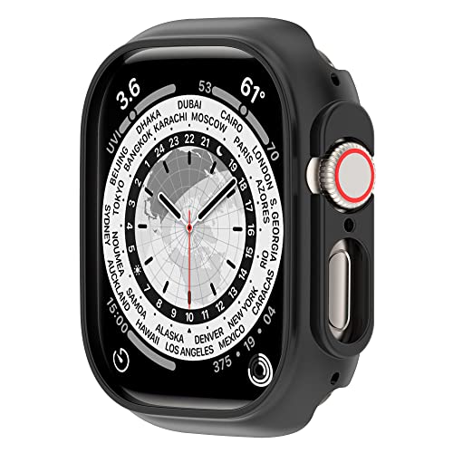 BoLuo Hülle Kompatibel mit Apple Watch Series 8 Ultra 49mm Watch Case, Schutzhülle Silikon Ultradünne Kratzfest Transparent PC Case Abdeckung Cover Tasche für iWatch Series 8 Ultra 49mm (Schwarz) von BoLuo