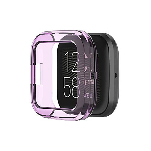 BoLuo Hülle Kompatibel mit Fitbit Versa 2,Schutzhülle Cover Leicht Weiche Silikon Ultradünne Kratzfest Transparent TPU Case Abdeckung Tasche für Fitbit Versa 2 Smart Watch Accessories (Lila) von BoLuo