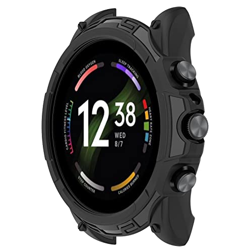 BoLuo Hülle Kompatibel mit Fossil Gen 6 42mm Watch Case, Schutzhülle Clear Silikon Ultradünne Kratzfest Transparent TPU Case Abdeckung Cover Tasche für Fossil Gen 6 42mm Watch Zubehör (Schwarz) von BoLuo