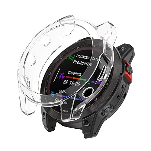 BoLuo Hülle Kompatibel mit Garmin Fenix7X Watch, Schutzhülle Clear Silikon Ultradünne Kratzfest Transparent TPU Case Abdeckung Cover Tasche für Garmin Fenix7X / Fenix 7X Solar Accessories (klar) von BoLuo