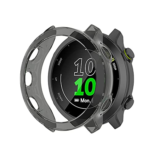 BoLuo Hülle Kompatibel mit Garmin Forerunner 55,Schutzhülle Clear Cover Weiche Silikon Ultradünne Kratzfest Transparent TPU Case Abdeckung Tasche für Garmin Forerunner 55/158 Accessories (Schwarz) von BoLuo