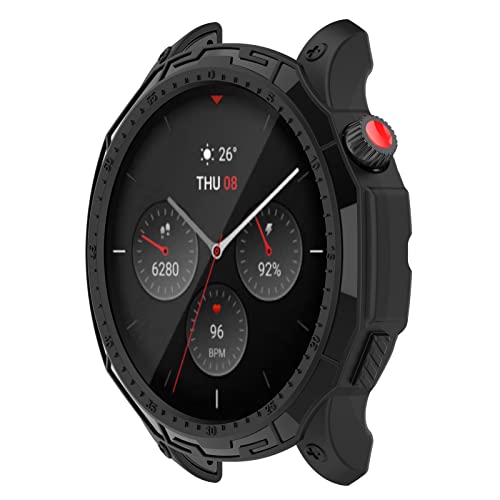 BoLuo Hülle Kompatibel mit Huami Amazfit GTR 4 Watch Case, Schutzhülle Silikon Ultradünne Kratzfest Transparent TPU Case Abdeckung Cover Tasche für Huami Amazfit GTR 4 /Amazfit GTR 4 Pro (Schwarz) von BoLuo