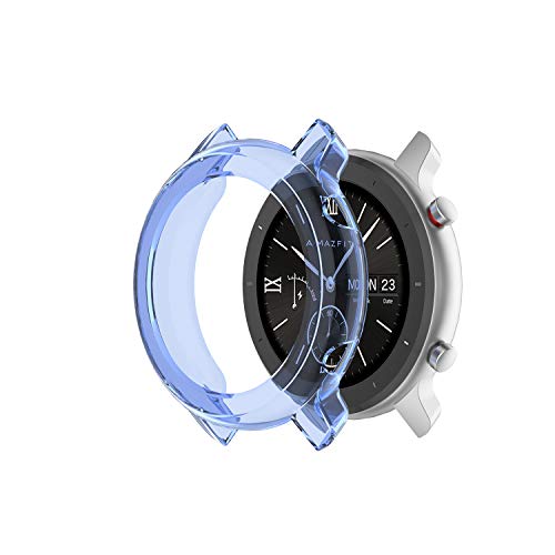 BoLuo Hülle Kompatibel mit Huami Amazfit GTR 42mm,Schutzhülle Cover Leicht Weiche Silikon Ultradünne Kratzfest Transparent TPU Case Abdeckung Tasche für Huami Amazfit GTR 42mm Watch (Blau) von BoLuo