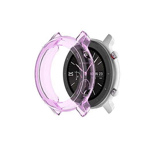 BoLuo Hülle Kompatibel mit Huami Amazfit GTR 42mm,Schutzhülle Cover Leicht Weiche Silikon Ultradünne Kratzfest Transparent TPU Case Abdeckung Tasche für Huami Amazfit GTR 42mm Watch (lila) von BoLuo