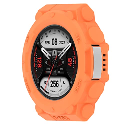 BoLuo Hülle Kompatibel mit Huami Amazfit T-Rex 2 Watch Case,Schutzhülle Clear Silikon Ultradünne Kratzfest Transparent TPU Case Abdeckung Cover Tasche für Huami Amazfit T-Rex 2 Watch Zubehör (Orange) von BoLuo