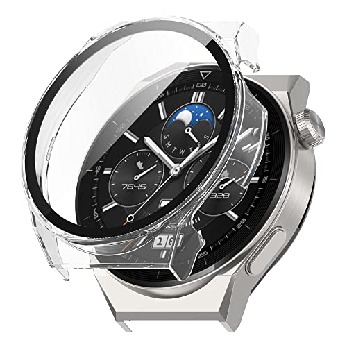 BoLuo Hülle Kompatibel mit Huawei Watch GT3 Pro 46MM Skins mit Gehärteter Film,Clear TPU Cover Silikon Kratzfest Plating PC Case Abdeckung Tasche für Huawei Watch GT3 Pro 46MM Accessories (Weiß) von BoLuo