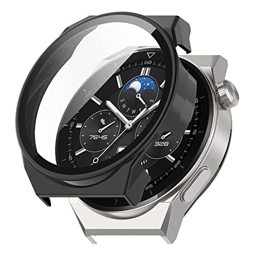 BoLuo Hülle Kompatibel mit Huawei Watch GT3 Pro 46MM Skins mit Gehärteter Film,Clear TPU Cover Silikon Kratzfest Plating PC Case Abdeckung Tasche für Huawei Watch GT3 Pro 46MM Accessories (Schwarz) von BoLuo