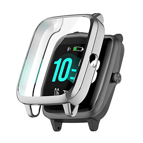 BoLuo Hülle Kompatibel mit ID205L / SW021, Schutzhülle Clear Silikon Ultradünne Kratzfest TPU Case Plating 1.3 Zoll Abdeckung Cover IP68 Tasche für ID205L/ SW021 Watch Cases (Silber) von BoLuo