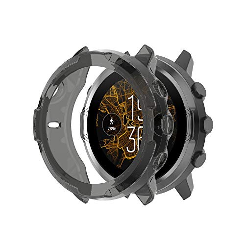 BoLuo Hülle Kompatibel mit Suunto 7, Schutzhülle Cover Leicht Weiche Silikon Ultradünne Kratzfest Transparent PC Case Shell Abdeckung Tasche für Suunto 7 Accessories (Schwarz, 1 pcs) von BoLuo