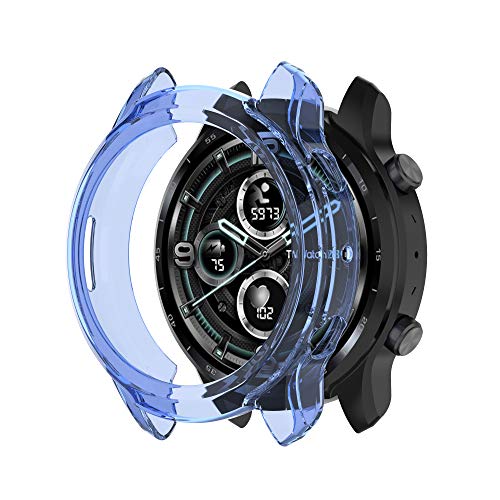 BoLuo Hülle Kompatibel mit Ticwatch Pro 3, Clear Cover Weiche Silikon Ultradünne Kratzfest Transparent TPU Case Abdeckung Tasche für Ticwatch Pro 3 /Ticwatch Prox/Pro 3 Lite Accessories (Blau) von BoLuo