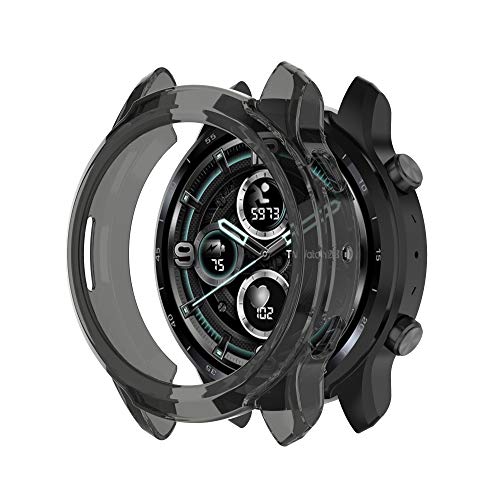 BoLuo Hülle Kompatibel mit Ticwatch Pro 3, Clear Cover Weiche Silikon Ultradünne Kratzfest Transparent TPU Case Abdeckung Tasche für Ticwatch Pro 3 /Ticwatch Prox/Pro 3 Lite Accessories (Schwarz) von BoLuo