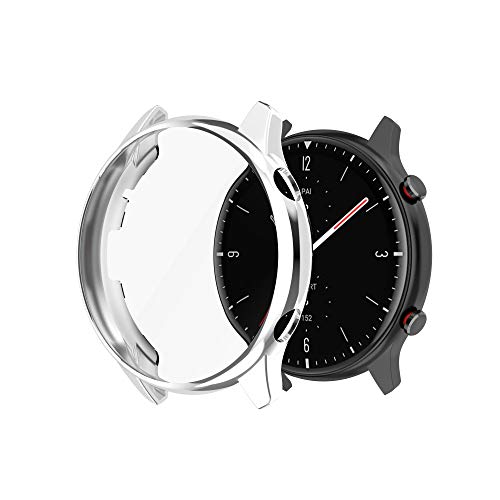 Screen Protector Hülle für Huami Amazfit Gtr 2, Schutzhülle Weiche Cover Ultradünne Kratzfest Transparent Plating PC Protector Frame Case Abdeckung Tasche für Huami Amazfit Gtr 2 (Silber, 1 pcs) von BoLuo