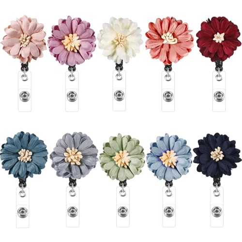Boao 10 x einziehbare Blumen-Ausweishalter mit Krokodilklemme, Ausweishalter, zum Anklipsen von Boao