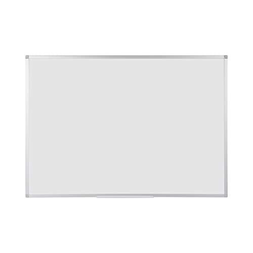 BoardsPlus Magnetisches Whiteboard 105 x 75 cm, Mit Aluminiumrahmen und Stifteablage, Tocken Abwischbar, Wiederbeschreibbar, Weiß, Silber, hellgrau von BoardsPlus