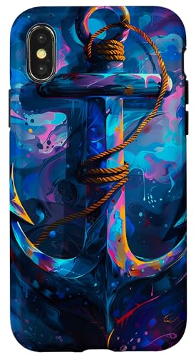 Buntes Anker-Aquarell Hülle für iPhone X/XS Buntes Anker-Aquarell Hülle für iPhone X/XS von Boat Captain Sea Ocean Nautical Accessories