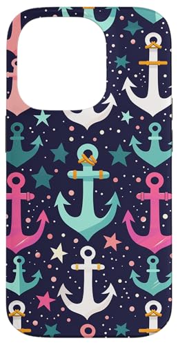 Buntes Ankermuster Hülle für iPhone 14 Pro Buntes Ankermuster Hülle für iPhone 14 Pro von Boat Captain Sea Ocean Nautical Accessories