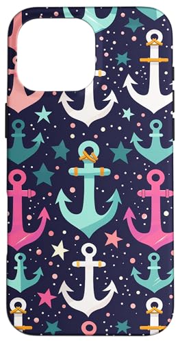 Buntes Ankermuster Hülle für iPhone 16 Pro Max Buntes Ankermuster Hülle für iPhone 16 Pro Max von Boat Captain Sea Ocean Nautical Accessories