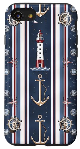 Leuchtturm Anker nautisches Muster Hülle für iPhone SE (2020) / 7 / 8 von Boat Captain Sea Ocean Nautical Accessories
