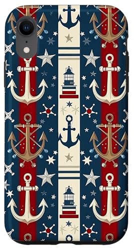 Leuchtturm Anker nautisches Muster Hülle für iPhone XR Leuchtturm Anker nautisches Muster Hülle für iPhone XR von Boat Captain Sea Ocean Nautical Accessories