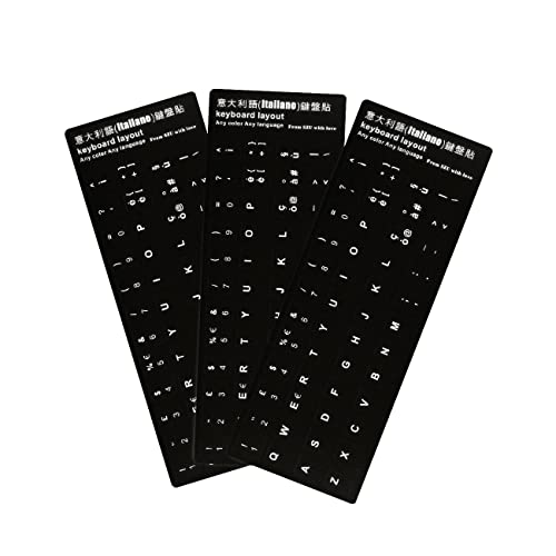3pcs Italian Tastaturaufkleber, universeller schwarzer Aufkleber, Computer -Tastaturaufkleber für eine schnellere Identifizierung von Tastaturen, Gute Klebrigkeit (Italian) von Boaulee