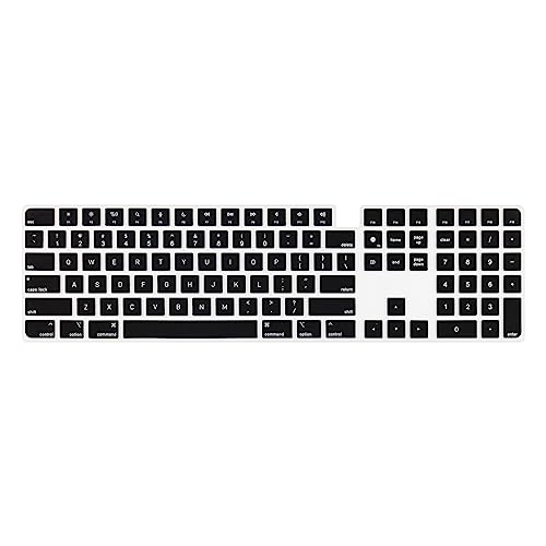 Boaulee Silikon-Tastaturabdeckung für Magic Keyboard mit Touch ID und Ziffernblock Modell A2520 2022 Sudio und für iMac 2021 24 Zoll M1 Chip US-Layout Anti-Staub-Tastaturschutz (schwarz) von Boaulee