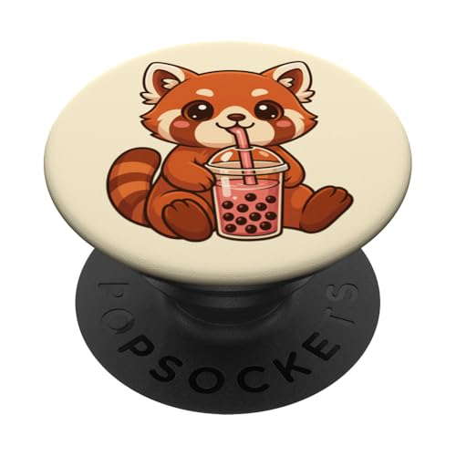 Niedlicher roter Panda Boba Tee-Liebhaber Zoo Kawaii Jungen Mädchen Kinder PopSockets Klebender PopGrip von BobaTeaAxis1