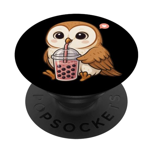 Süße Schleiereule Boba Tee-Liebhaber Zoo Kawaii Jungen Mädchen Kinder PopSockets Klebender PopGrip Süße Schleiereule Boba Tee-Liebhaber Zoo Kawaii Jungen Mädchen Kinder PopSockets Klebender PopGrip von BobaTeaAxis1