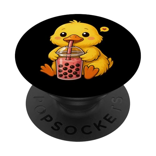 Süße gelbe Ente Boba Tee-Liebhaber Zoo Kawaii Jungen Mädchen Kinder PopSockets Klebender PopGrip Süße gelbe Ente Boba Tee-Liebhaber Zoo Kawaii Jungen Mädchen Kinder PopSockets Klebender PopGrip von BobaTeaAxis1