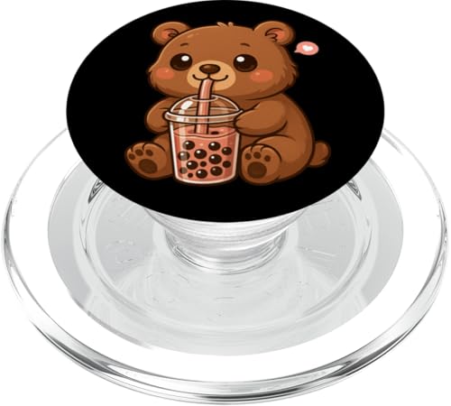 Süßer Braunbär Boba Tee-Liebhaber Zoo Kawaii Jungen Mädchen Kinder PopSockets PopGrip für MagSafe von BobaTeaAxis1
