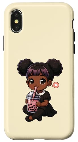 Süßes schwarzes Mädchen Boba Tee-Liebhaber Kawaii Jungen Mädchen Kinder Hülle für iPhone X/XS Süßes schwarzes Mädchen Boba Tee-Liebhaber Kawaii Jungen Mädchen Kinder Hülle für iPhone X/XS von BobaTeaAxis1